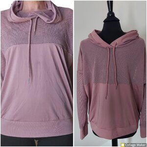Soho Sport mesh pullover hoodie dusty rose color. Sz L. 92% Poly, 8% Spandex